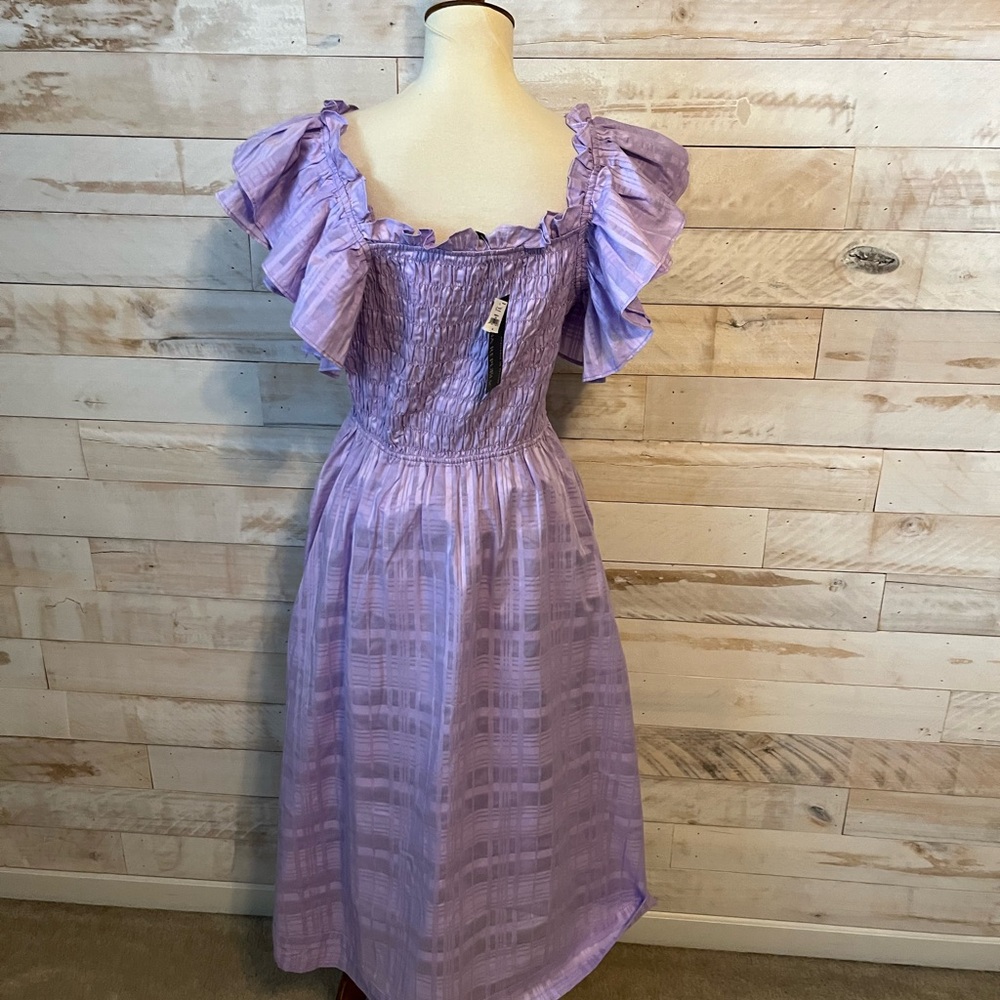 NWT size M Banana Republic Purple Tiered Midi Dress with Flutter Sleeves - Picture 7 of 11
